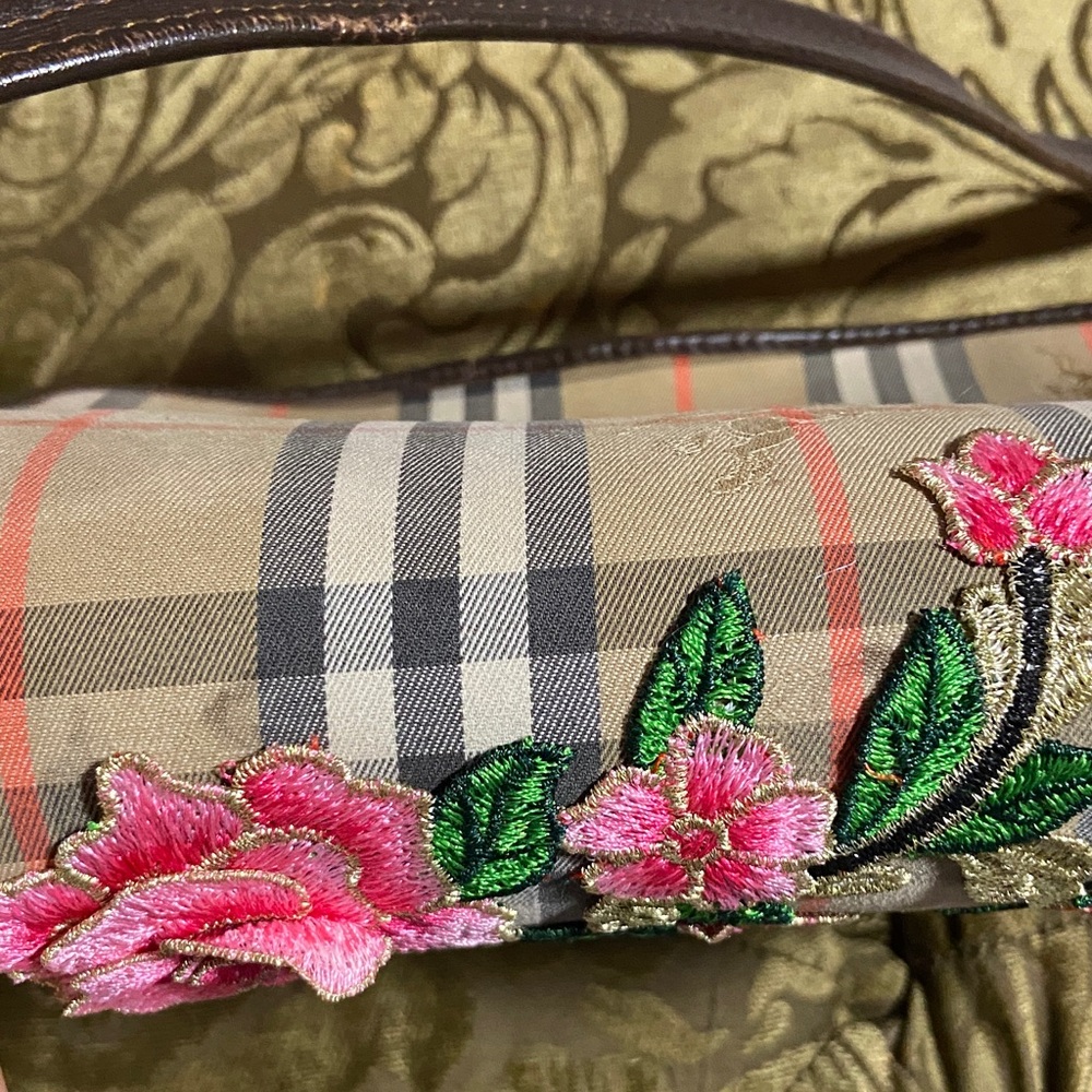 Burberry Plaid Crossbody with Pink & Orange Floral Appliqués - Picture 13 of 13